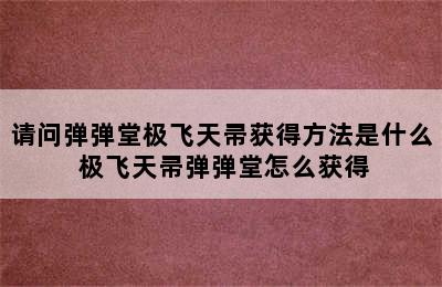 请问弹弹堂极飞天帚获得方法是什么 极飞天帚弹弹堂怎么获得